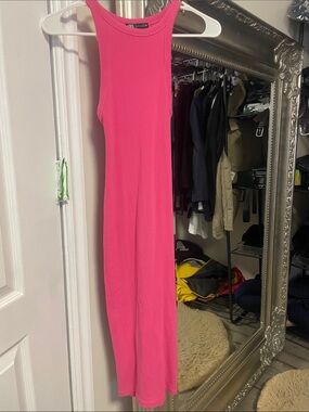 Zara Hot Pink Ribbed Tank Dress